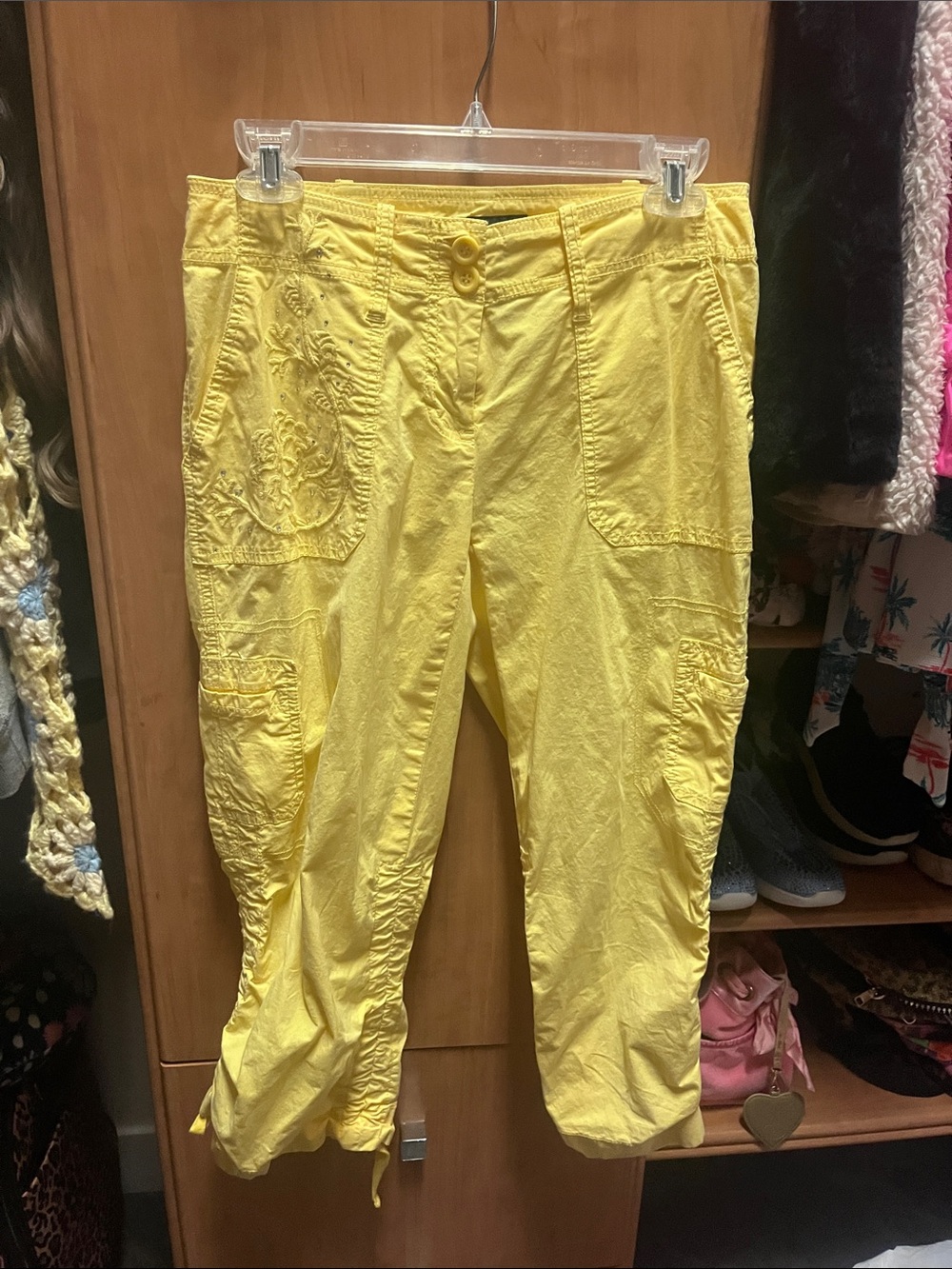 INC International Concepts bright Yellow Cotton Blend Capris